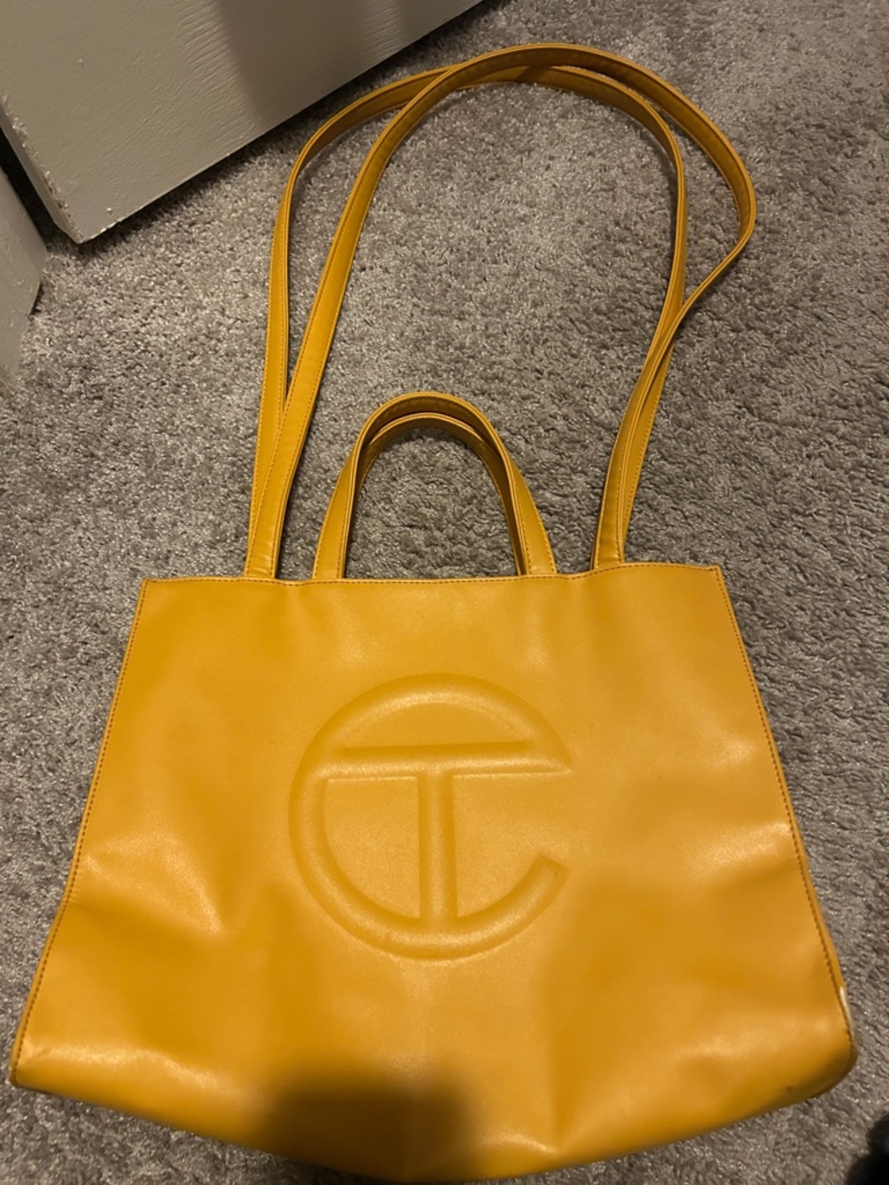 Telfar Mustard Yellow Smooth Tote with Embossed Logo